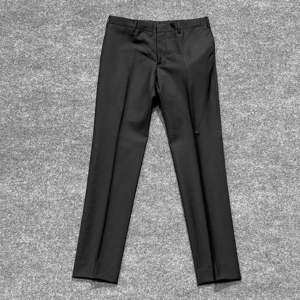 Prada Dress Pants Mens 32x32 EU 48 Black Tela Mohair Wool Slim Fit Italy